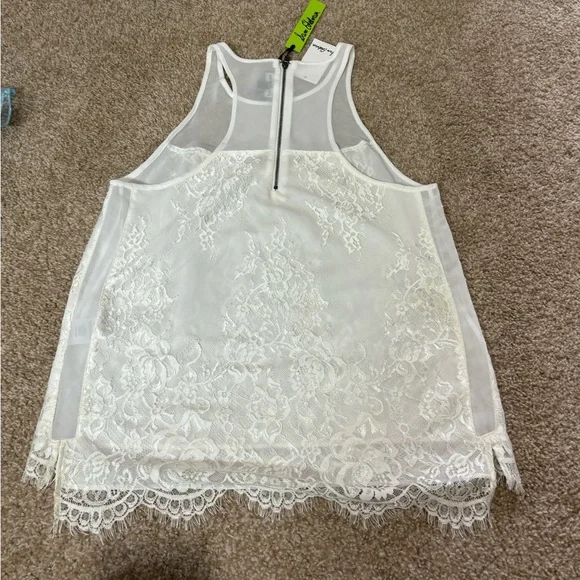 Sam Edelman white lace zip up tank top size S-NWT - Picture 9 of 11